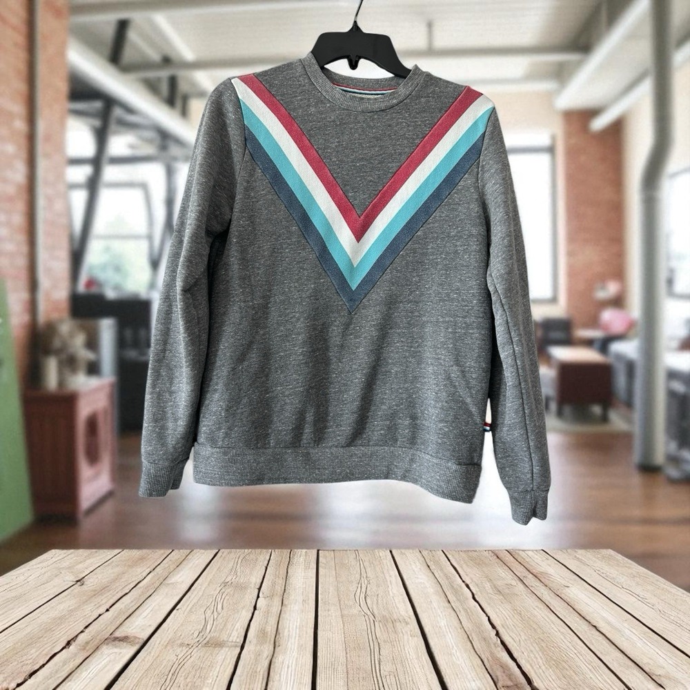Anthropologie Sol Angeles Sweatshirt Pullover Size XS‎ Gray Multi Stripe Vintage - Picture 7 of 7